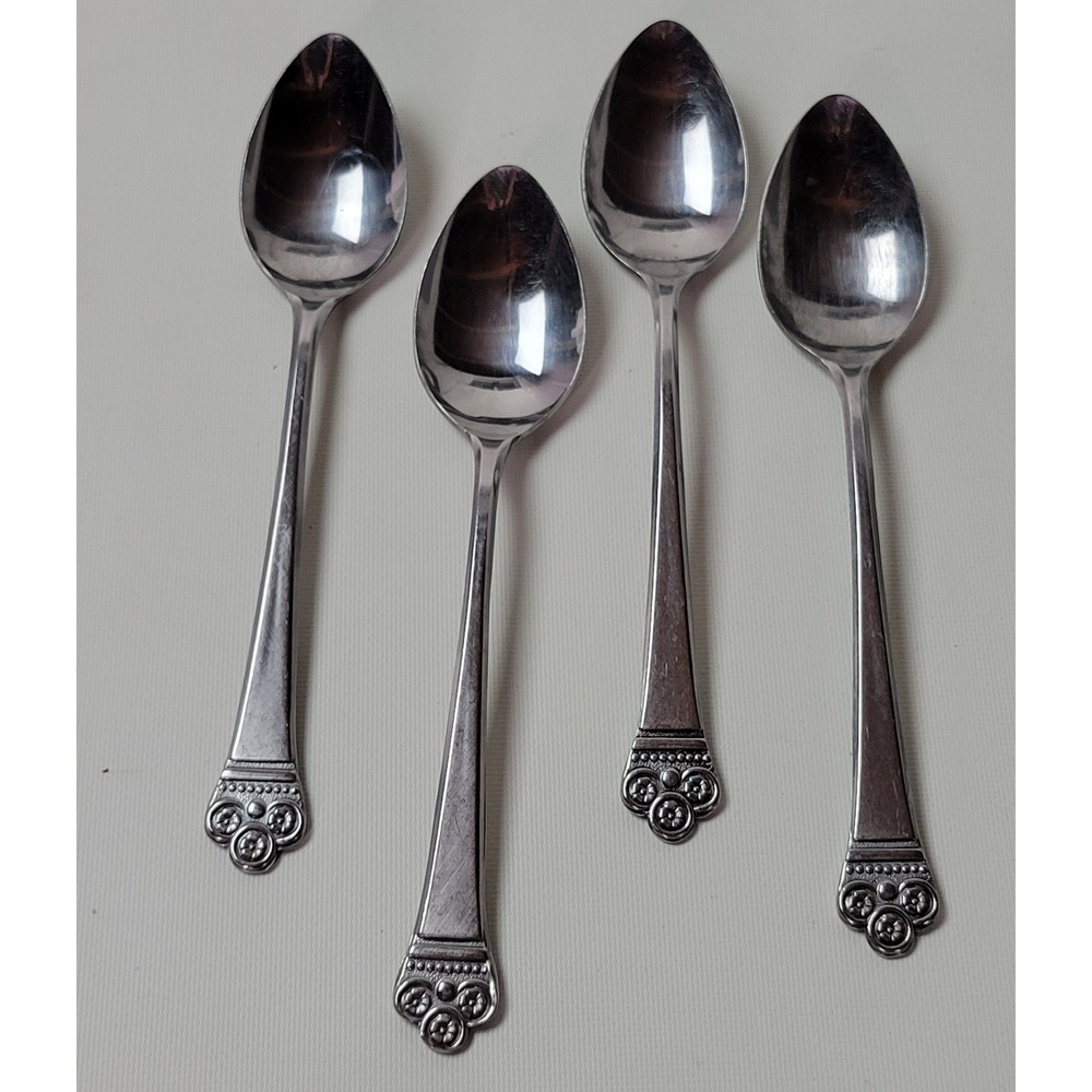 National Stainless Costa Mesa Teaspoons Set of 4 Japan Floral Scroll Vintage